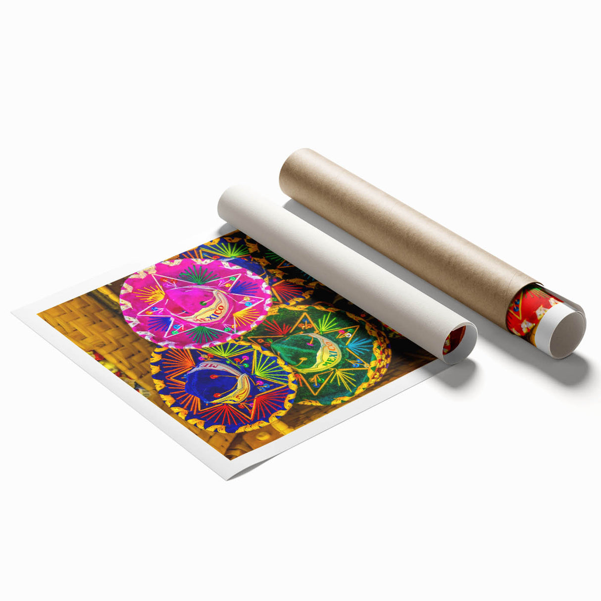 Extra large rolled print of Cabo San Lucas scenery with vibrant ocean and floral elements.