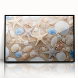 Large abstract wall art depicting Cancun scenery in mid-century modernist style.