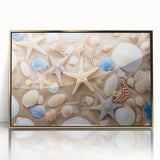 Framed acrylic print of Cancun scenery with gold accents, mid-century modernist style, suited for modern art wall decor.