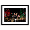 Extra large abstract art print of Mexico City, featuring vibrant, colorful textures on a black framed canvas.
