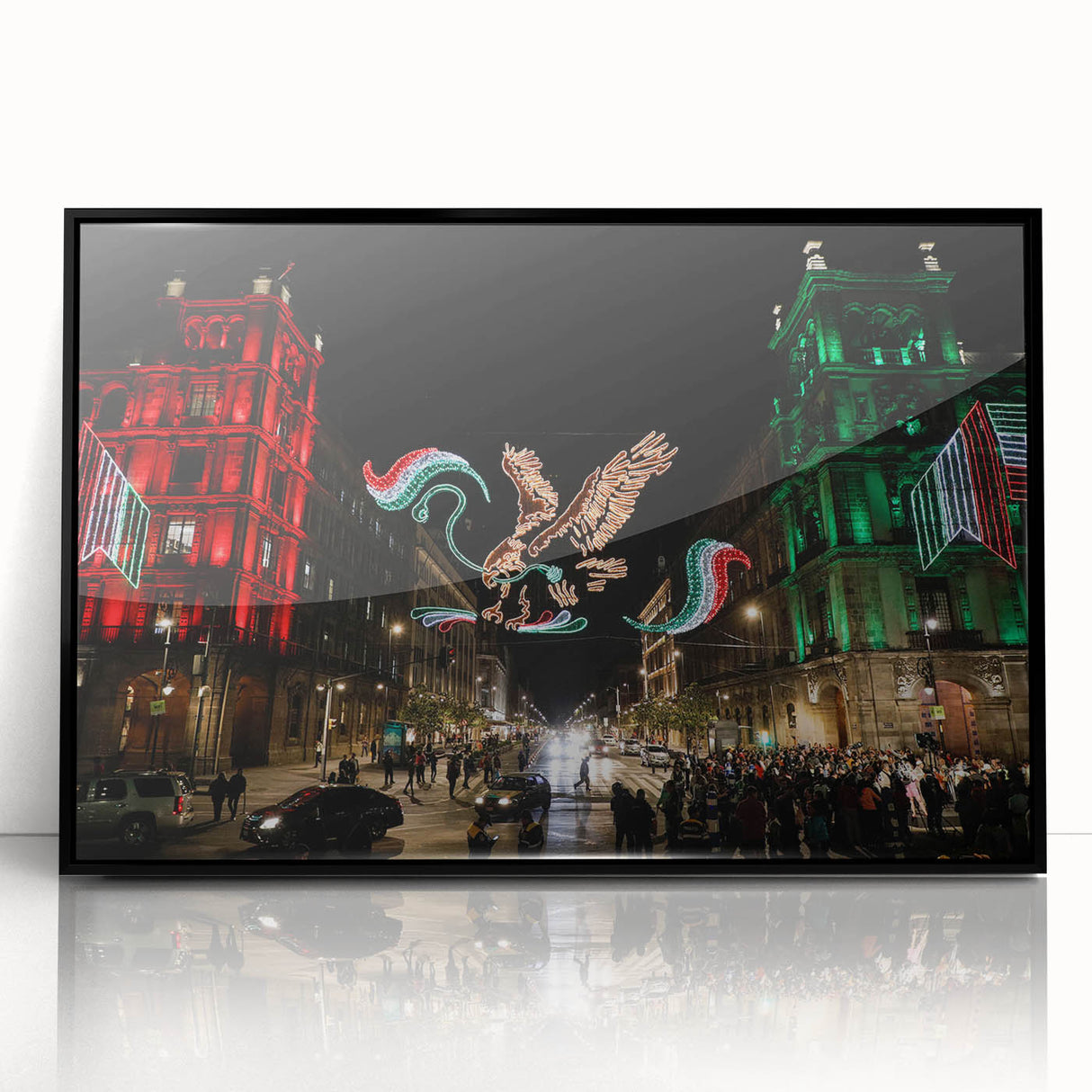 Large abstract wall art depicting Mexico City in muted gray tones on a framed acrylic, ideal for modern living room decor.