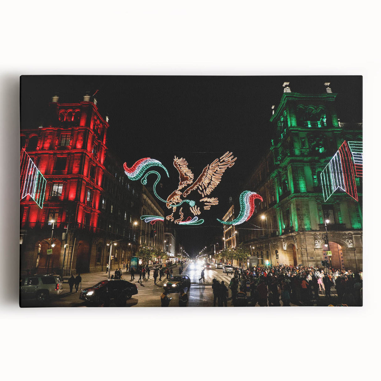 Black and white large art print of Mexico City skyline on stretched canvas, suitable for kitchen wall art.