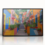 Large abstract wall art featuring a colorful depiction of Guanajuato, Mexico.