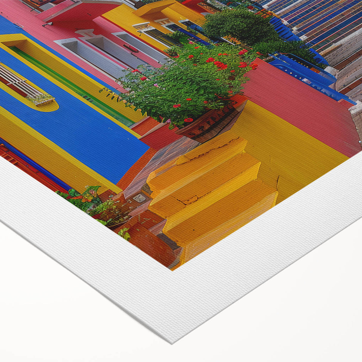 Art deco poster of Guanajuato scenery in pastel shades on rolled canvas, ideal for dining room wall art.