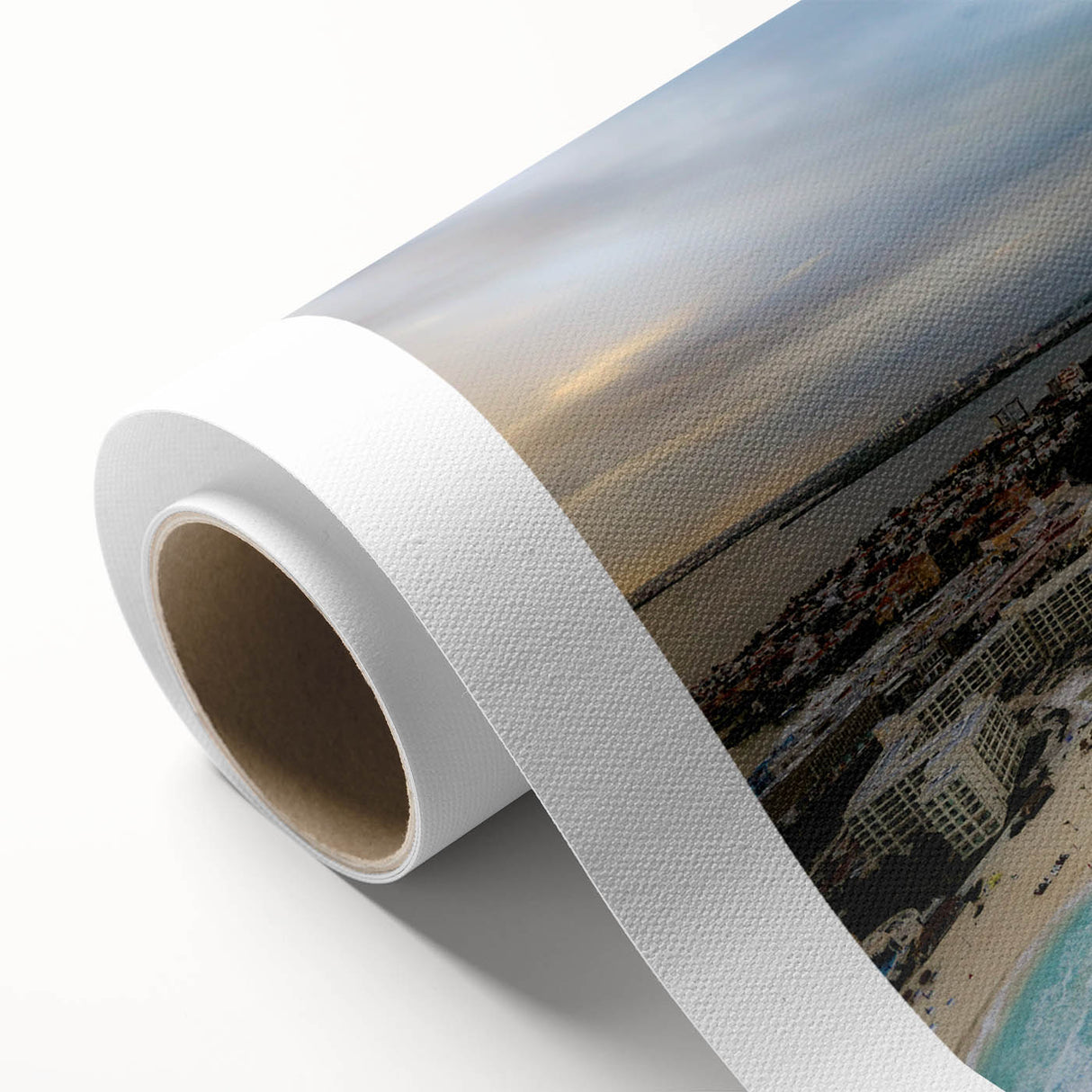 Art deco poster of Quintana Roo scenery in pastel shades on rolled canvas, ideal for nursery wall art.