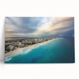 Black and white photograph of Quintana Roo scenery on stretched canvas, ideal for kitchen wall art.