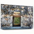 Large abstract wall art of Yucatan scenery in vibrant green and blue tones on acrylic glass.