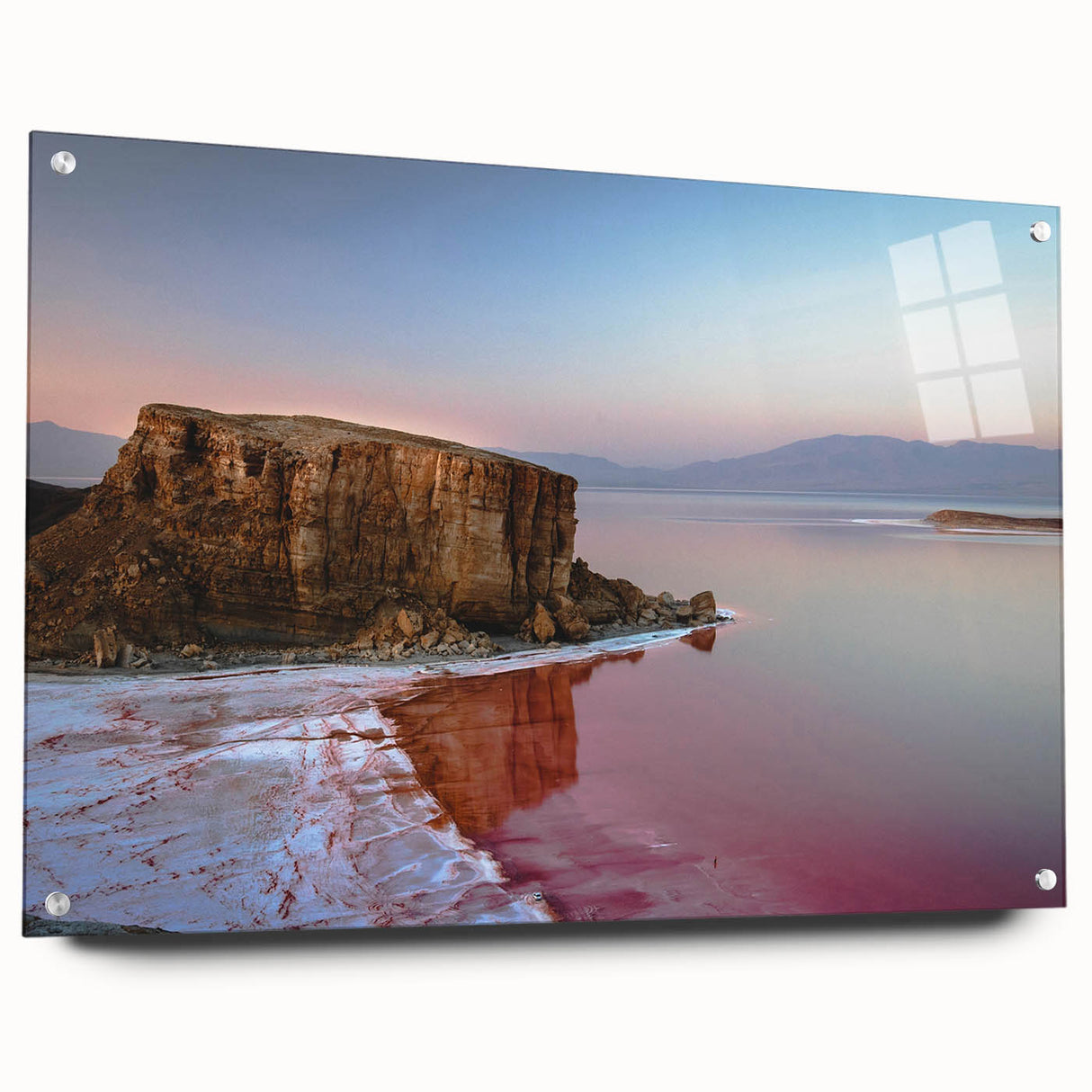 Acrylic print of a Middle Eastern landscape, with earthy tones, ideal for dining room decor.