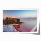 Extra large rolled print of a Middle Eastern scenery, featuring vibrant floral elements in pastel shades.