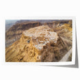 Extra large rolled print depicting a Middle Eastern scenery with floral elements in muted earth tones.