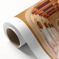 Art Deco poster of Oman scenery in muted earth tones on rolled canvas, ideal for nursery wall art.