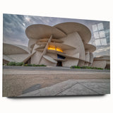 Large abstract wall art depicting a Middle Eastern Qatar scenery in muted earth tones on acrylic glass.
