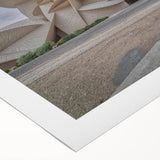 Art deco poster of Qatar scenery in soft pastel hues on rolled canvas, suitable for dining room decor.