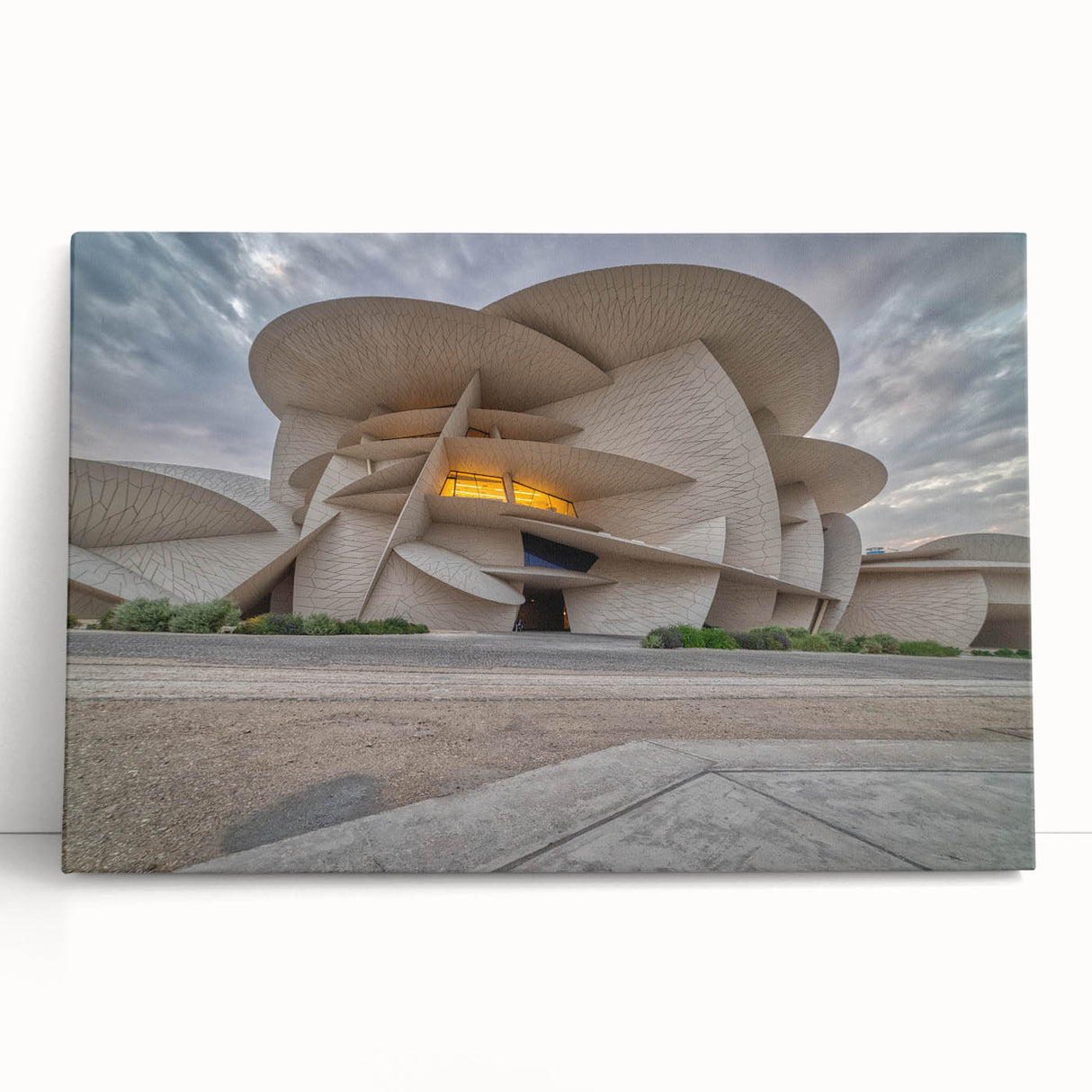 Black and white stretched canvas of a Middle Eastern cityscape, suitable as large art for kitchen or bedroom.