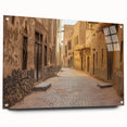 Large abstract wall art featuring a Middle Eastern scenery in muted earth tones on acrylic glass.