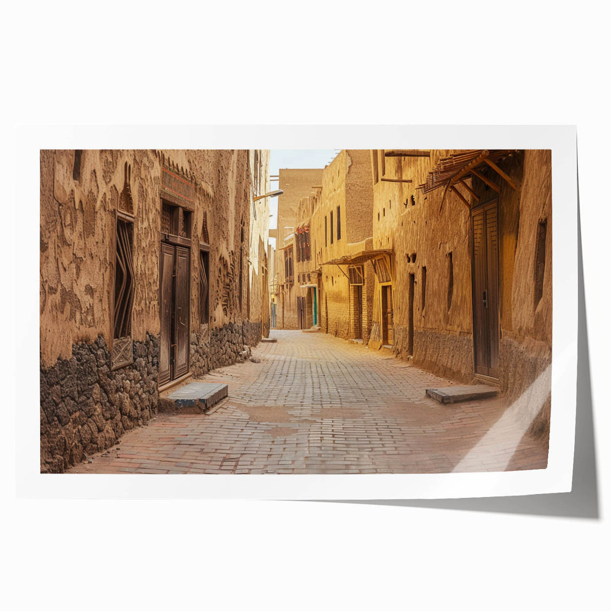 Extra large rolled print of a Saudi Arabian landscape with vibrant floral elements, ideal for art wall dining room.