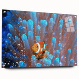 Acrylic print of a large abstract depiction of Oceania, Fiji, with vibrant ocean and sky colors, ideal for dining room art.