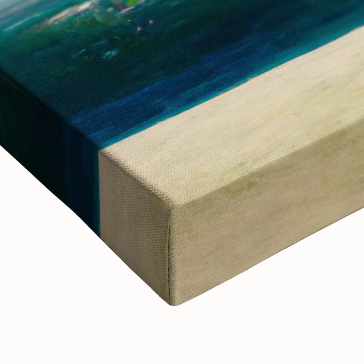 Large art depicting a black and white landscape of Tahiti on stretched canvas, ideal for bedroom wall decor.