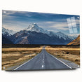 Large abstract wall art of Canterbury, New Zealand in muted blue and green tones on acrylic glass.