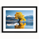 Extra large abstract art print depicting vibrant, textured Otago, New Zealand scenery on a black framed canvas.
