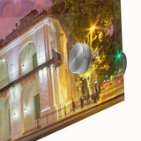 Large abstract wall art of Buenos Aires in muted earth tones on acrylic glass, suitable for dining room ambiance.