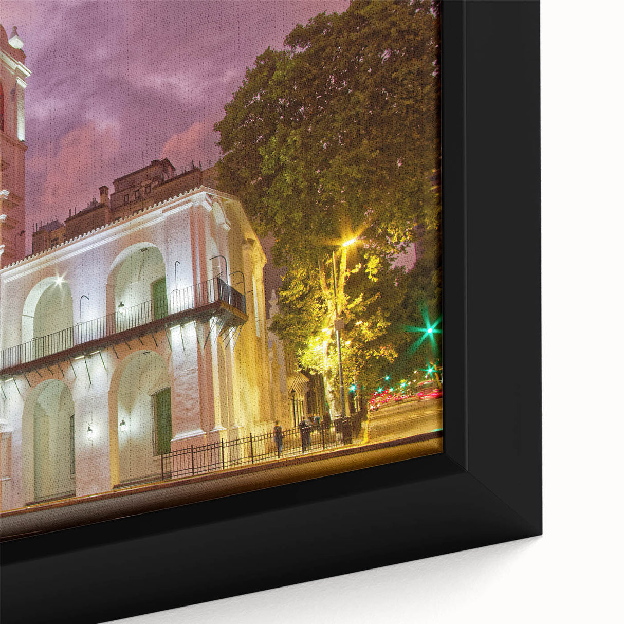 Extra large framed canvas depicting a textured, colorful abstract scene, ideal for living room decor.