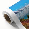Art deco poster of an Argentine landscape on rolled canvas, in pastel shades, ideal for nursery wall art.