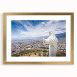 Extra large abstract art print of a textured Bolivian landscape in muted earth tones, framed in gold.