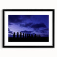 Extra large, colorful abstract art print depicting a textured scene of Chile, in a black frame with mat.