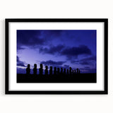 Extra large, colorful abstract art print depicting a textured scene of Chile, in a black frame with mat.