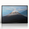 Large abstract wall art depicting a vibrant Colombian landscape in mid-century modernist style, framed in black acrylic.