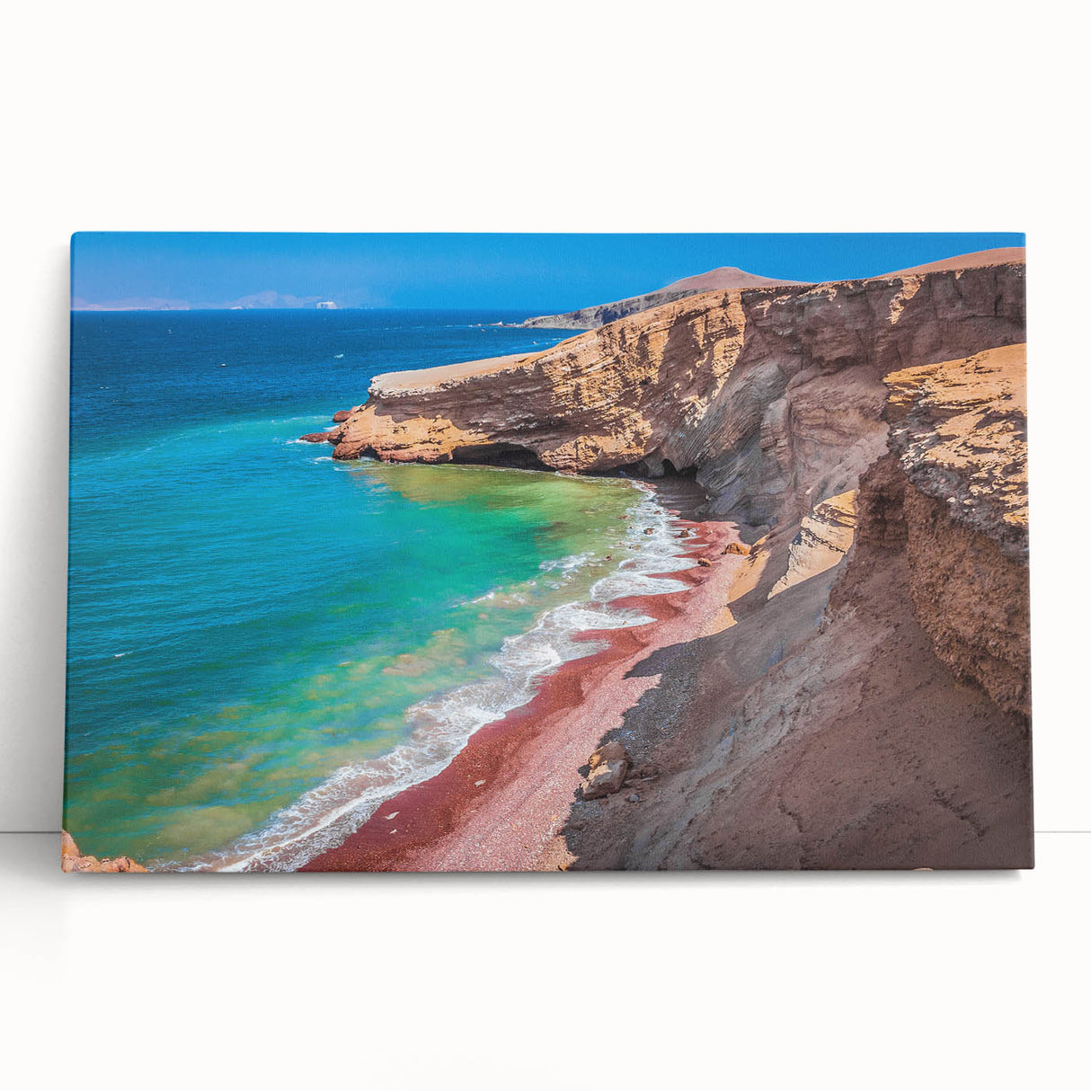 Black and white stretched canvas of a Peruvian landscape, ideal for kitchen wall art or bedroom ambiance.