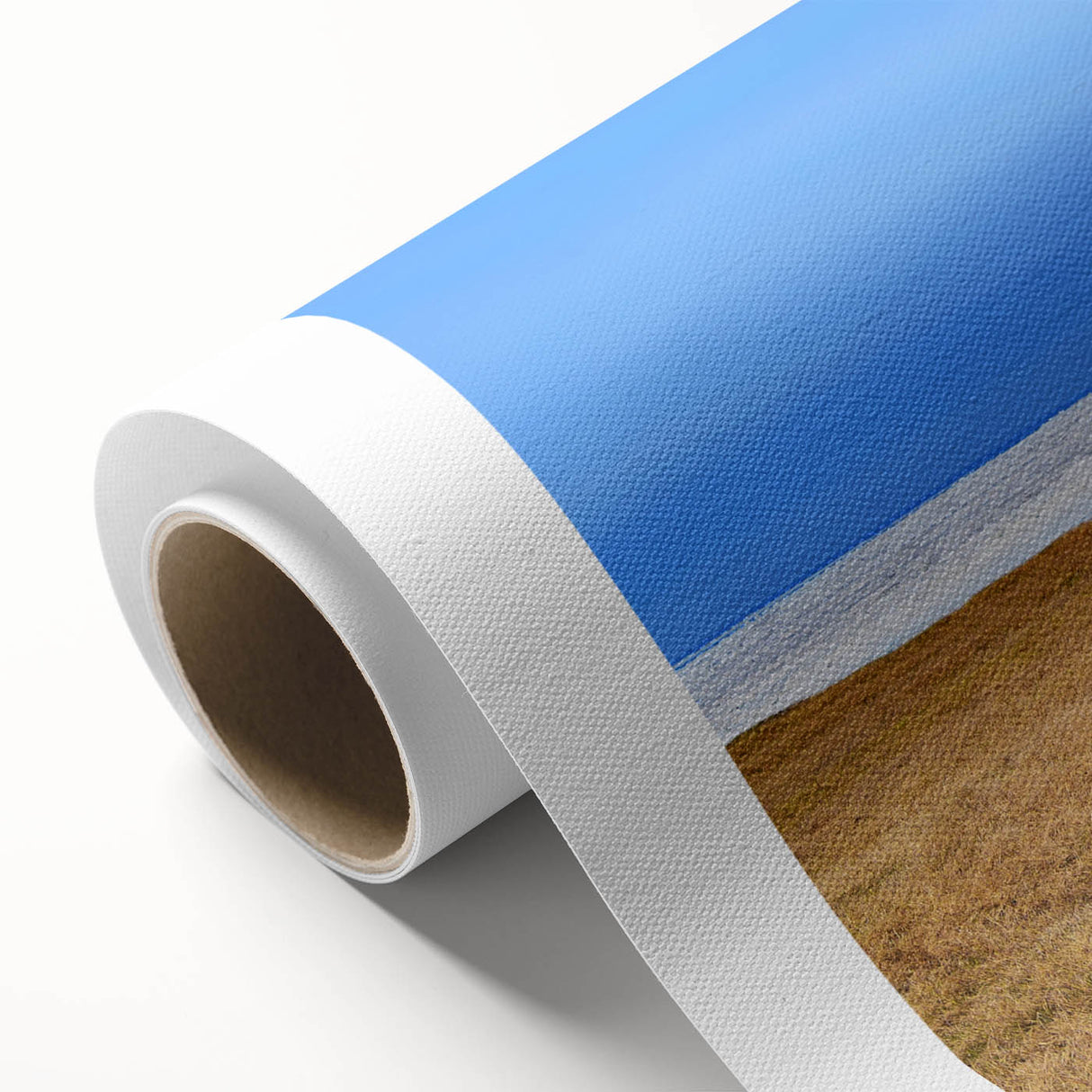 Art Deco-style poster of Alaska scenery on rolled canvas, featuring cool blue and white tones, ideal for nursery wall art.