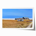 Alaskan landscape with vivid blue and green tones on a large rolled canvas, suitable for dining room wall art.