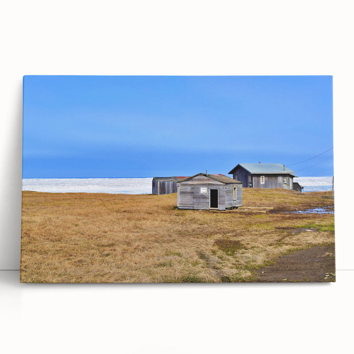 Black and white photograph of Alaskan scenery on large stretched canvas, ideal for kitchen wall art or bedroom ambiance.