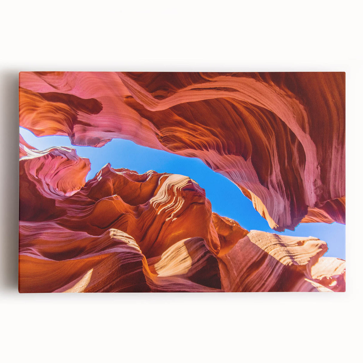 Black and white photograph of Antelope Canyon on stretched canvas, suitable for kitchen art.