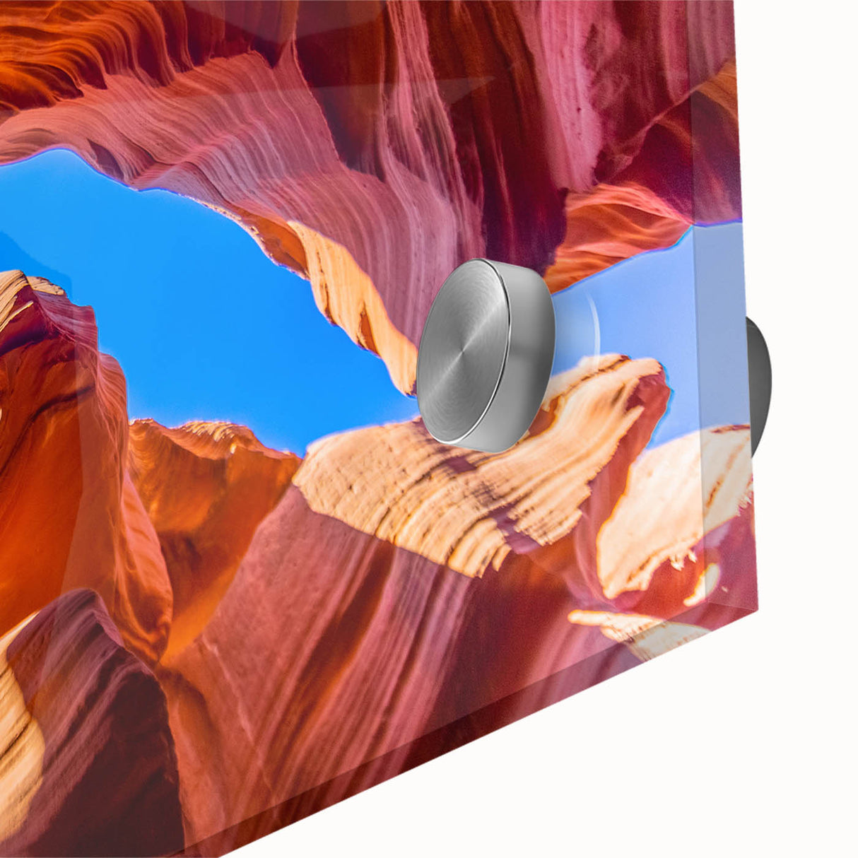Mid-century modernist acrylic print of an abstract Arizona Antelope Canyon in earth tones, ideal for dining room art.