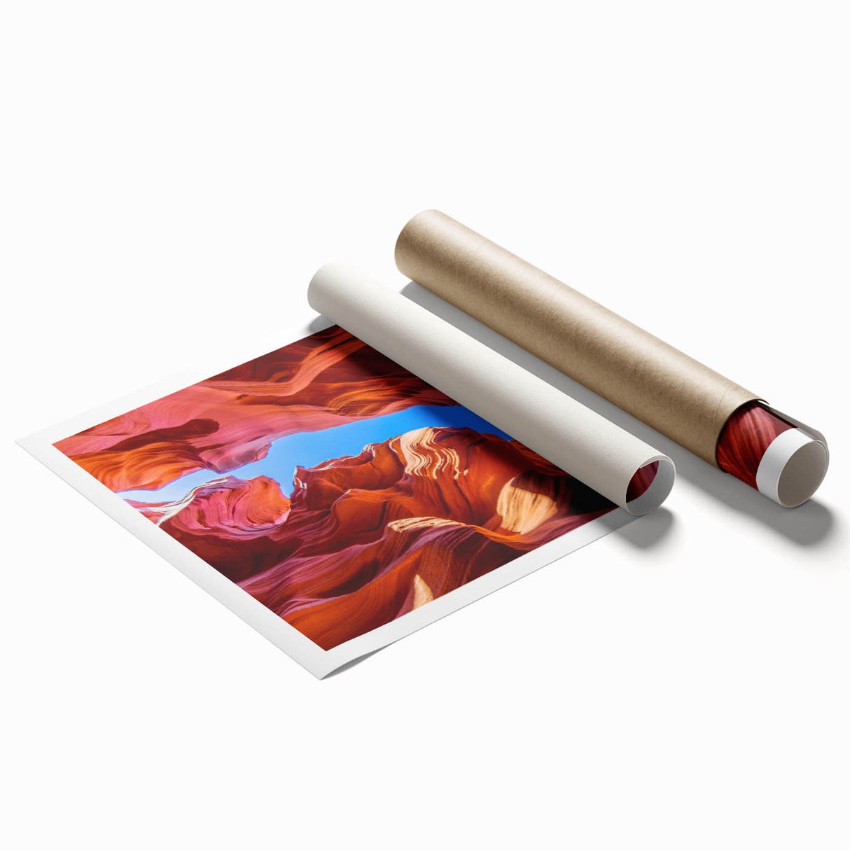 Extra large rolled print of Antelope Canyon in Arizona, showcasing the natural red and orange rock formations.