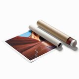 Rolled print of Coyote Buttes in Arizona, featuring earthy red and orange tones, suitable for classy bathroom wall art.