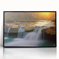 Large abstract wall art depicting an Arkansas landscape, in muted earth tones on framed acrylic.