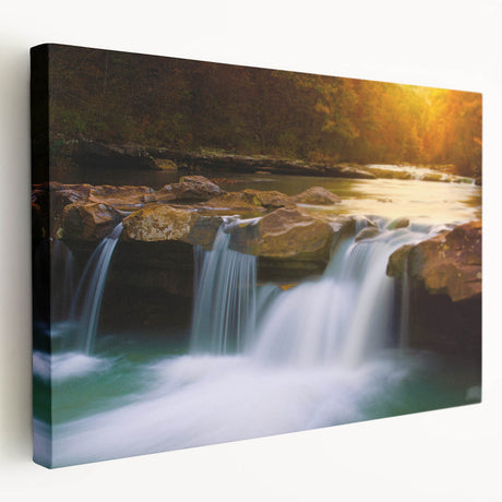 Arkansas landscape on large stretched canvas featuring muted earth tones, ideal for kitchen wall art.