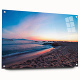Large abstract wall art depicting the Catalina, California scenery in vibrant hues on acrylic glass.