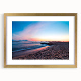 Abstract art print of Catalina, California in gold frame with textured design, using muted earth tones.