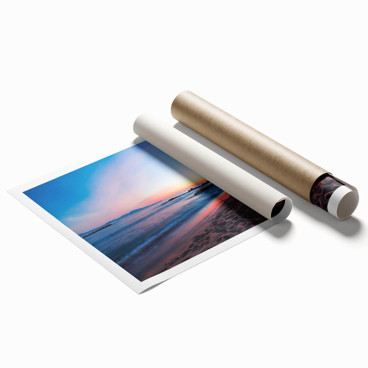 Extra large rolled print of Catalina, California scenery with vibrant floral elements on canvas.
