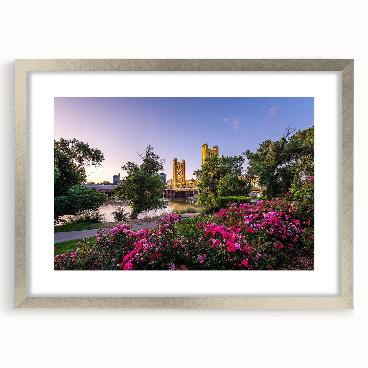 Textured art print of Sacramento scenery in abstract style, with muted earth tones on a framed canvas, ideal for bedroom art.