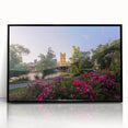 Large abstract wall art of Sacramento skyline in muted earth tones on a framed acrylic, suitable for modern art wall decor.