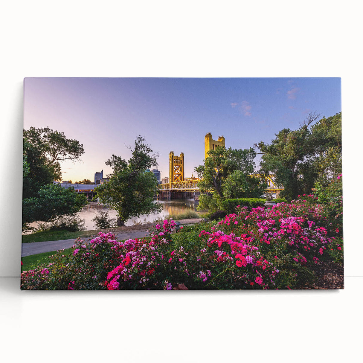 Black and white large art of Sacramento skyline on stretched canvas, suitable for kitchen or bedroom.