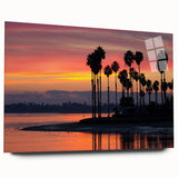 Acrylic print of a large abstract San Diego scenery in blue and gray tones, ideal for bedroom or dining room art.