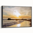 Black and white framed canvas depicting a vintage Santa Barbara landscape, ideal for bedroom wall art.