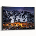 Black and white landscape art painting of Aspen, Colorado on framed canvas, ideal for bedroom wall decor.
